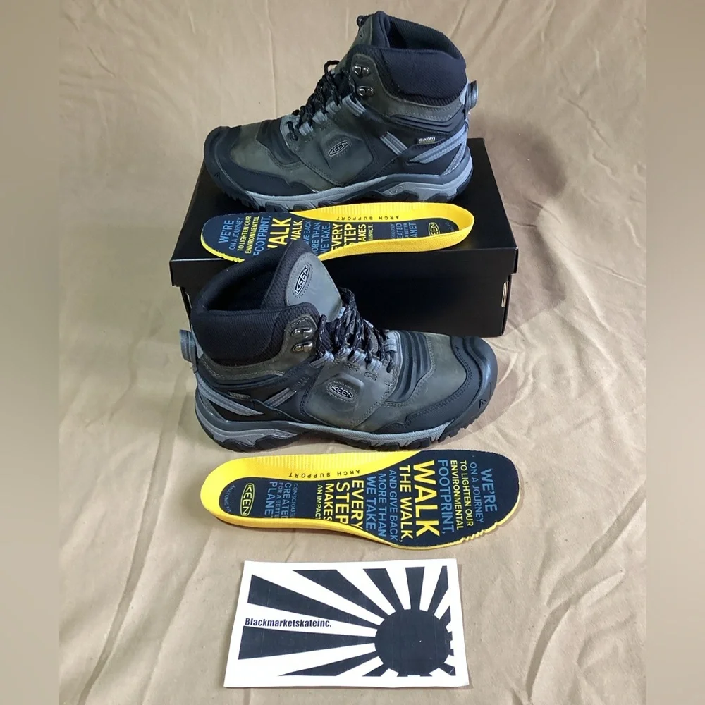 NWOB KEEN Ridge Flex WP Hiking Boots Steel Grey 1024911 Men's 9.5